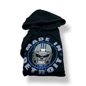 Independent Trading Company Mens Black Detroit Skull Football Sweatshirt 2XL